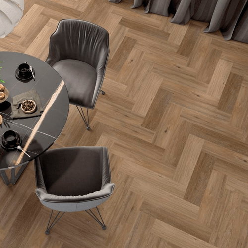 Mão de obra de instalação de piso vinílico (Paginação: Escama de peixe)  com massa espatulada