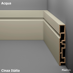 Rodapé Eucatex Acqua New em PVC Frisado 10 cm Cinza Italia