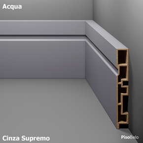 Rodapé Eucatex Acqua New em PVC Frisado 10 cm Cinza Supremo